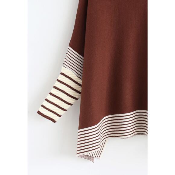 S/M LIE IN CARAMEL FIELDS STRIPED OVERSIZE KNIT CAPE SWEATER nwt 70$ Women’s - Picture 2 of 10
